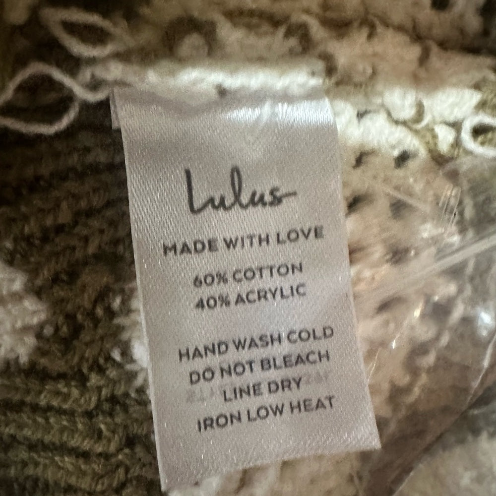 NWT SIZE XL Lulu's Olive and Cream Button-Up Cardigan