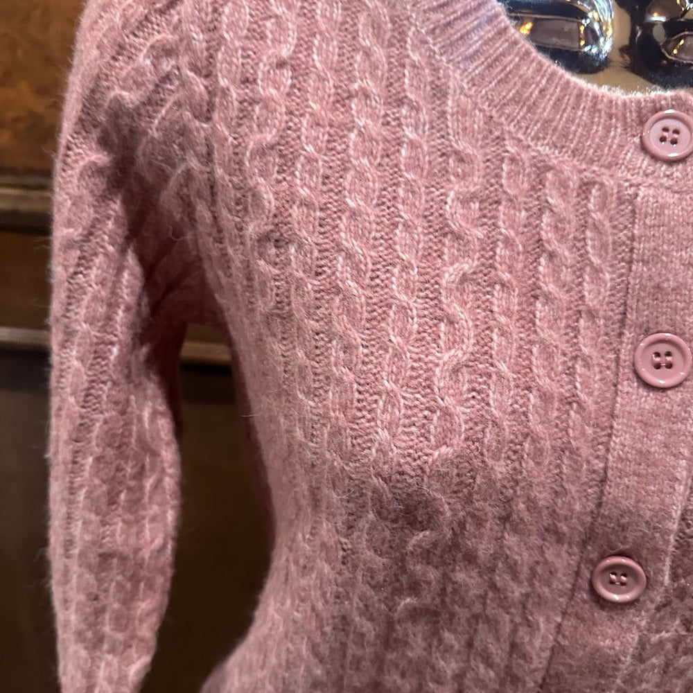 NWT SIZE XS Lulu's Dusty Pink Cable Knit Cardigan