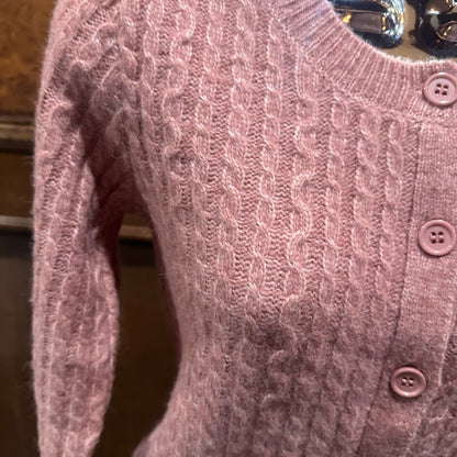 NWT SIZE XS Lulu's Dusty Pink Cable Knit Cardigan