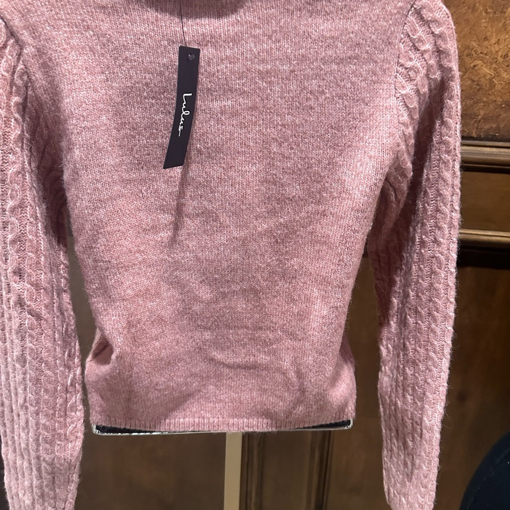 NWT SIZE XS Lulu's Dusty Pink Cable Knit Cardigan