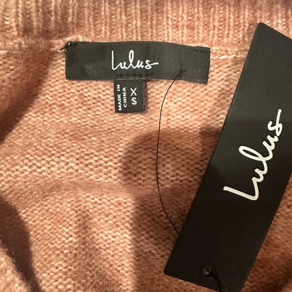 NWT SIZE XS Lulu's Dusty Pink Cable Knit Cardigan