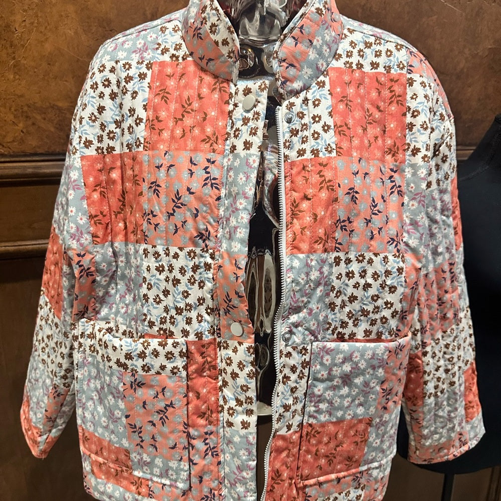 NWT SIZE S Sadie & Sage Coral and Cream Utility Jacket