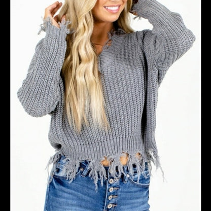 NWOT SIZE S Love Tree Women's Mauve V-Neck Sweater