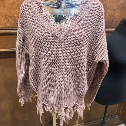 NWOT SIZE S Love Tree Women's Mauve V-Neck Sweater