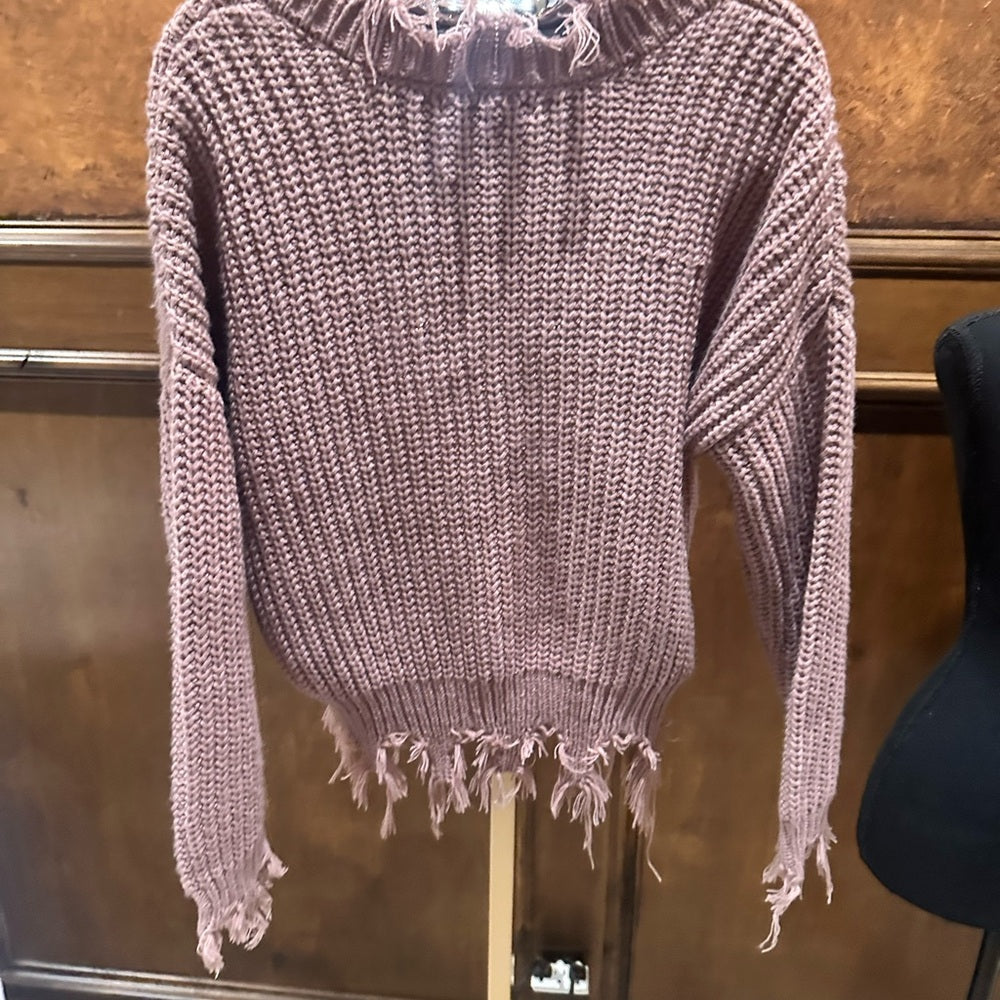 NWOT SIZE S Love Tree Women's Mauve V-Neck Sweater