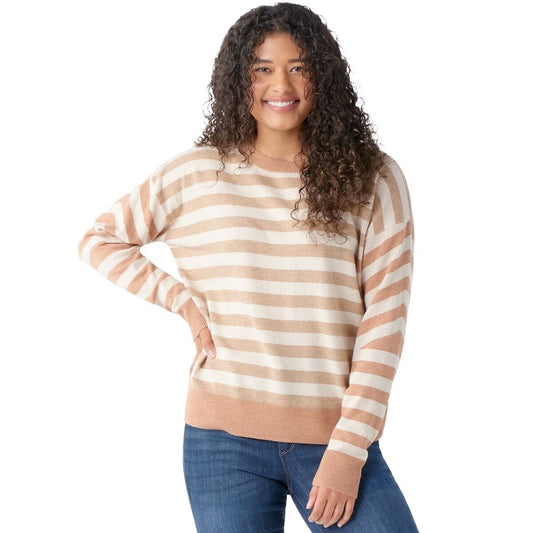NWT SIZE L Piombo Women's Tan and Cream Striped Sweater