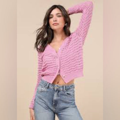 NWT SIZE S Lulu's Soft Pink Knit Cardigan