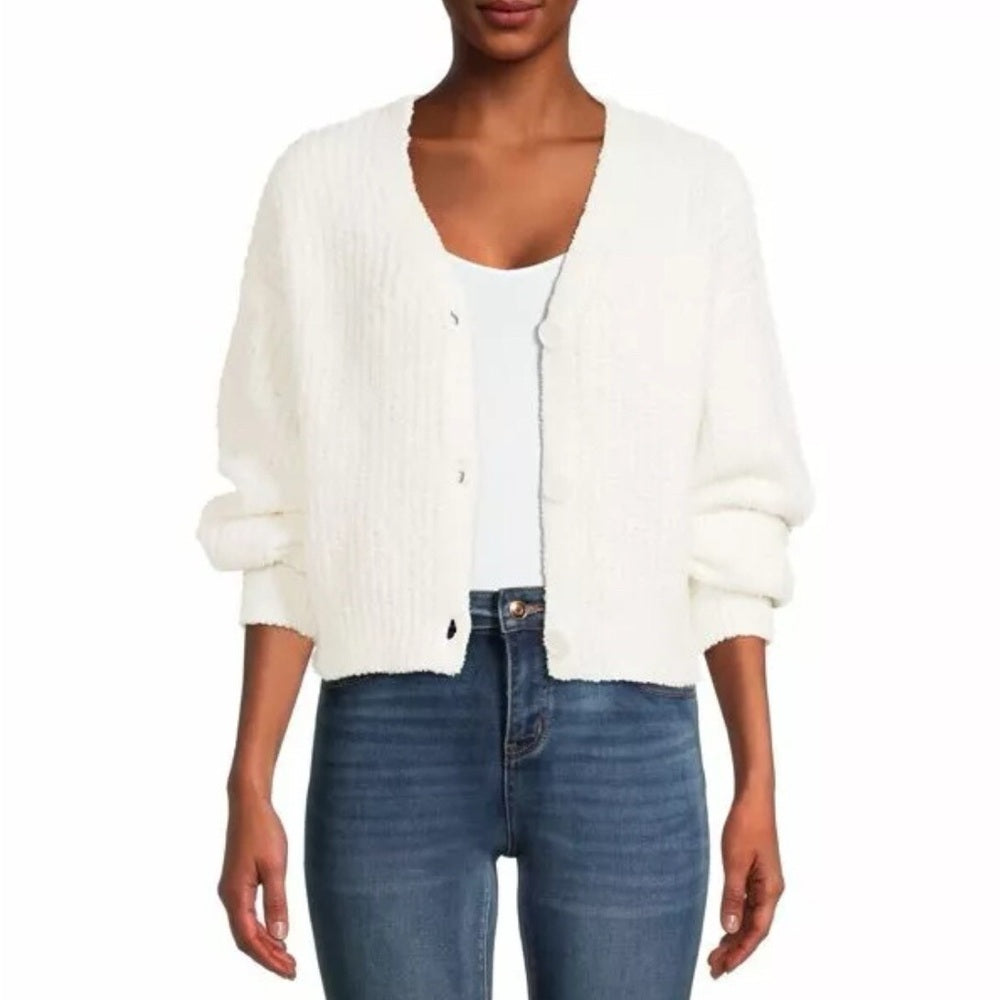 NWOT SIZE S No Boundaries Women's Off-White Button-Up Cardigan