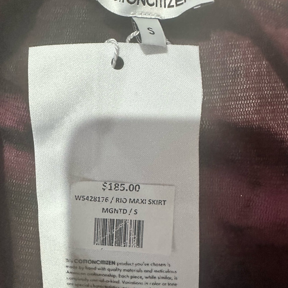 NWT SIZE S Cotton Citizen Tie-Dye Maxi Skirt in Pink and Black