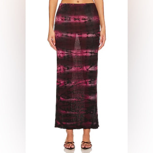 NWT SIZE S Cotton Citizen Tie-Dye Maxi Skirt in Pink and Black