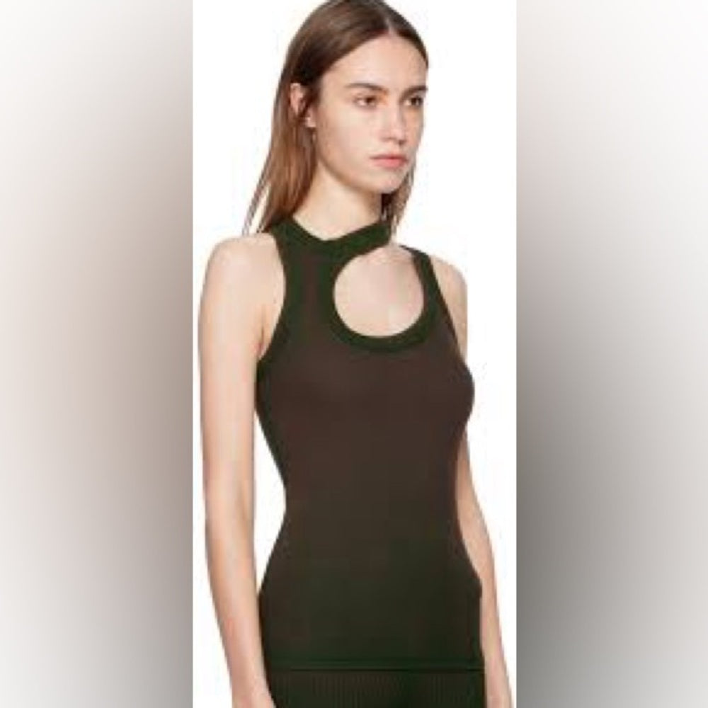 NWT SIZE L Cotton Citizen Olive Green Cutout Crop Top