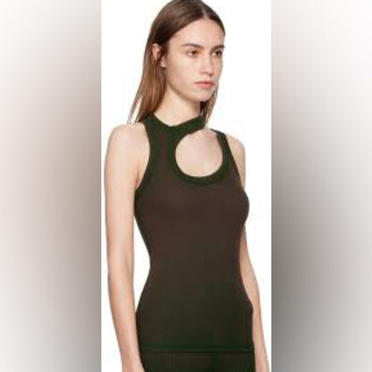 NWT SIZE L Cotton Citizen Olive Green Cutout Crop Top