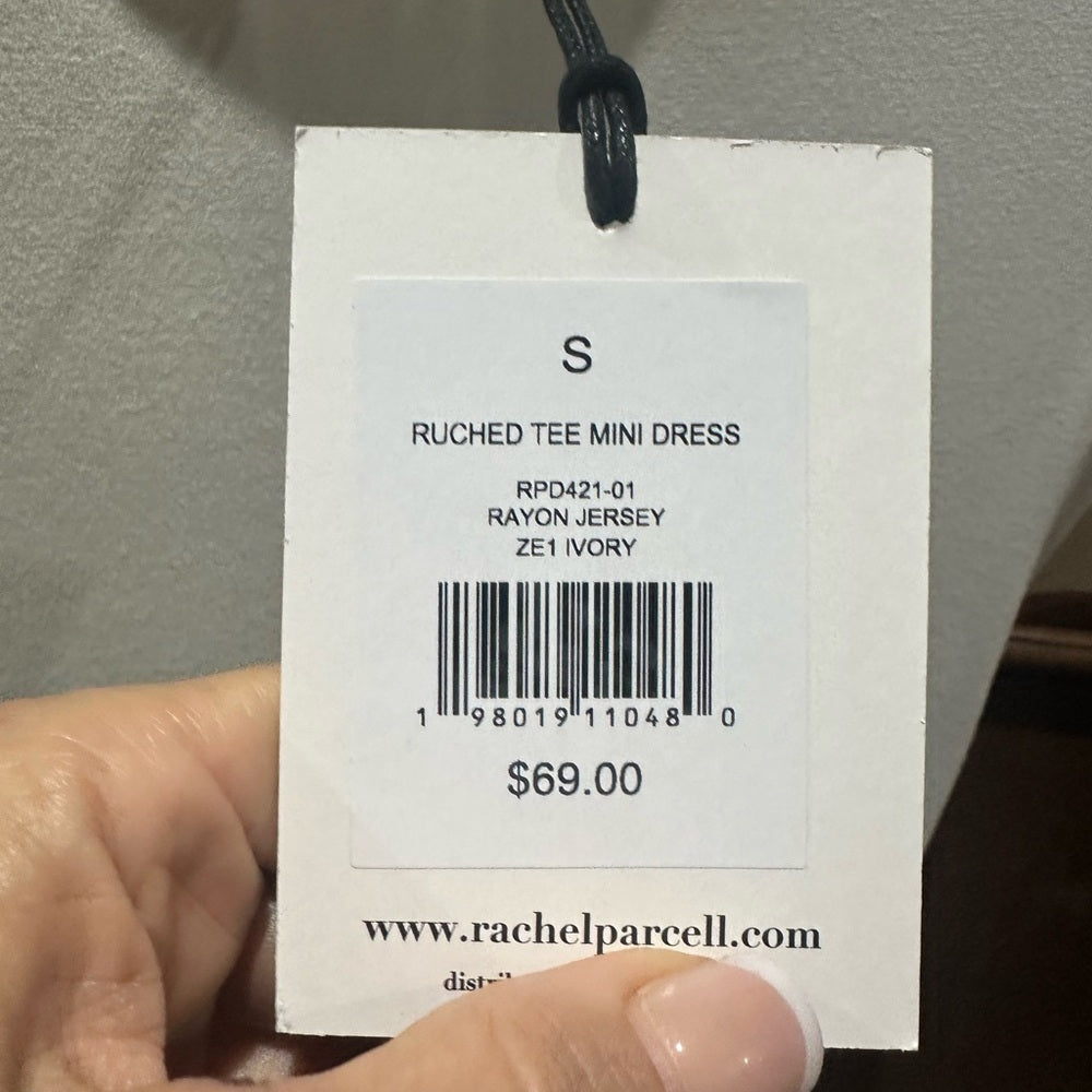 NWT SIZE S Rachel Parcell Cream Gathered Mini Dress