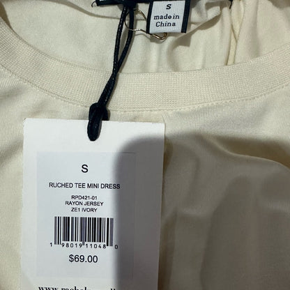 NWT SIZE S Rachel Parcell Cream Gathered Mini Dress