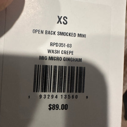 NWT SIZE XS Rachel Parcell Beige Checkered Puff Sleeve Mini Dress