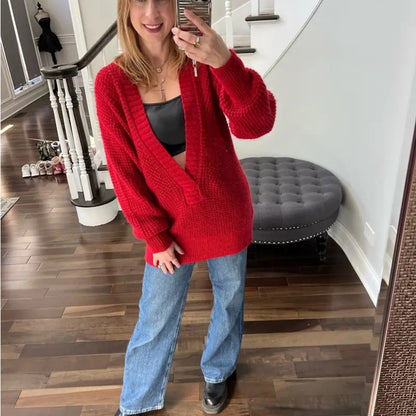 PRE-OWNED SIZE XS Scotch & Soda Bold Red V-Neck Sweater