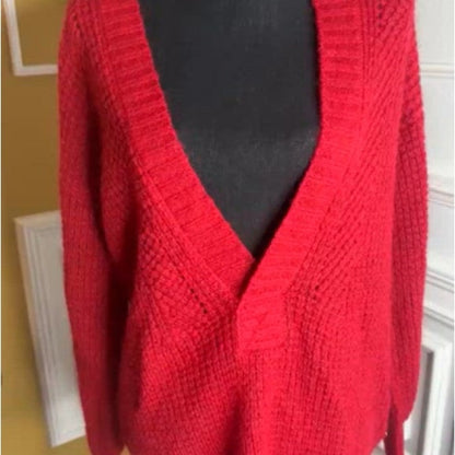 PRE-OWNED SIZE XS Scotch & Soda Bold Red V-Neck Sweater