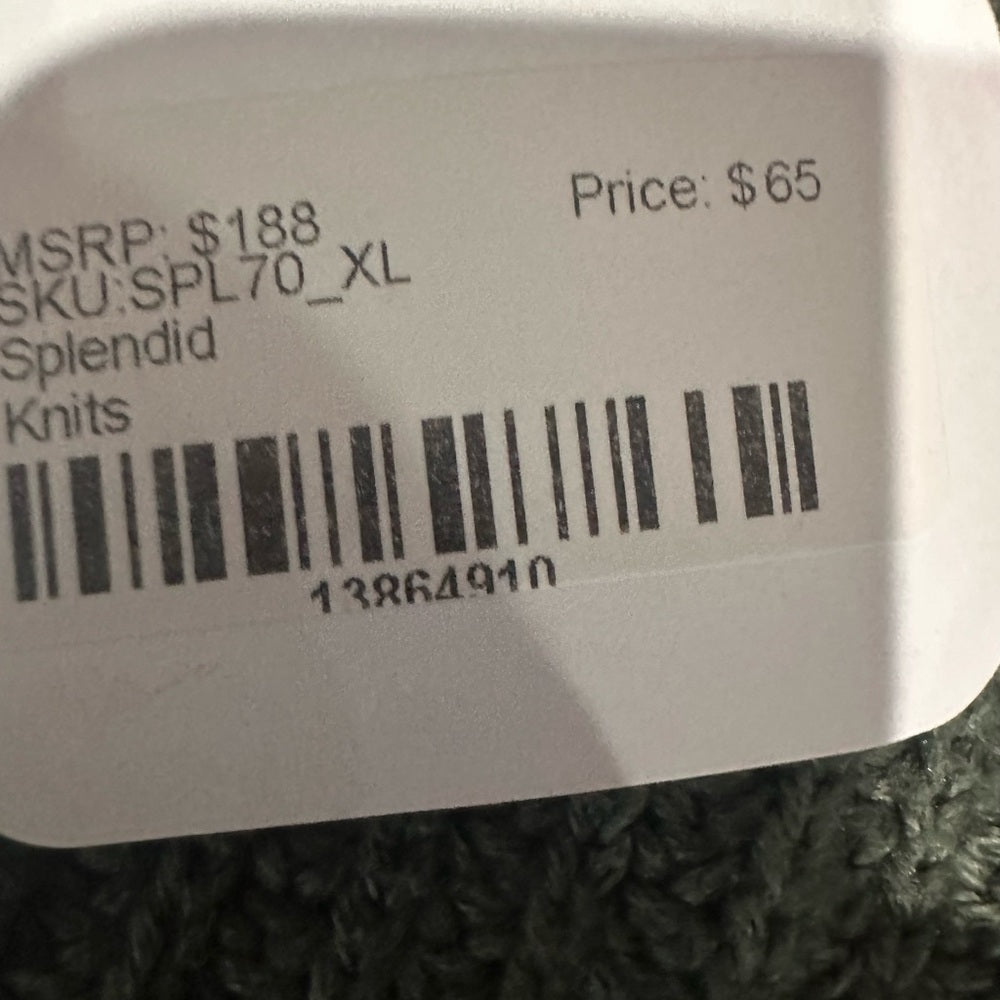 PRE-OWNED SIZE L/XL Splendid Olive and Gray Crew Neck Sweater