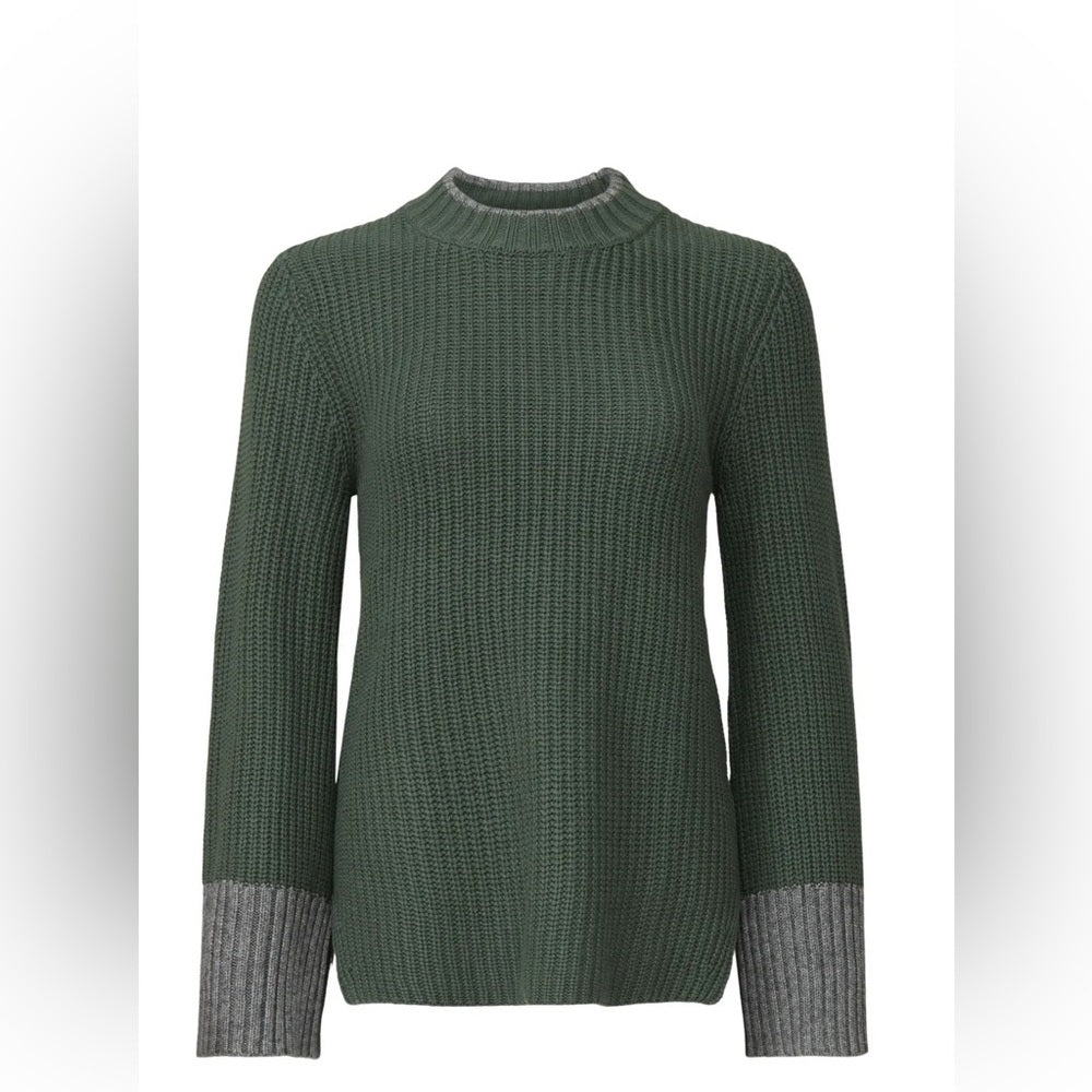 PRE-OWNED SIZE L/XL Splendid Olive and Gray Crew Neck Sweater