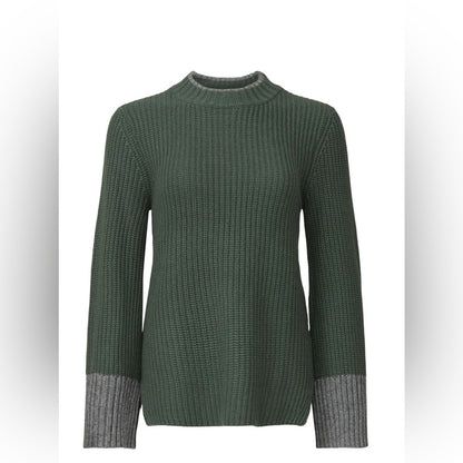 PRE-OWNED SIZE L/XL Splendid Olive and Gray Crew Neck Sweater