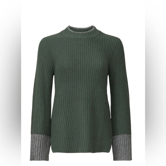 PRE-OWNED SIZE L/XL Splendid Olive and Gray Crew Neck Sweater