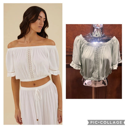 NWT SIZE L Rachel Parcell White Off-Shoulder Blouse