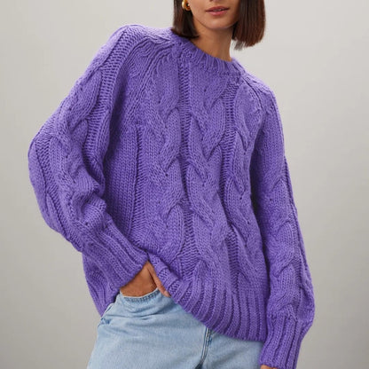 PRE-OWNED SIZE S/M Elegant Lavender Cable Knit Sweater