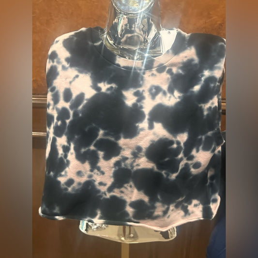 NWT SIZE XS 525 America Black and Pink Tie-Dye Crop Top