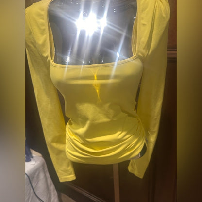 NWOT SIZE M free people Bright Yellow Square Neck top
