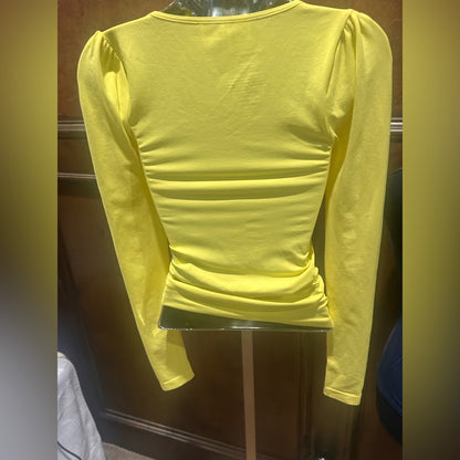 NWOT SIZE M free people Bright Yellow Square Neck top