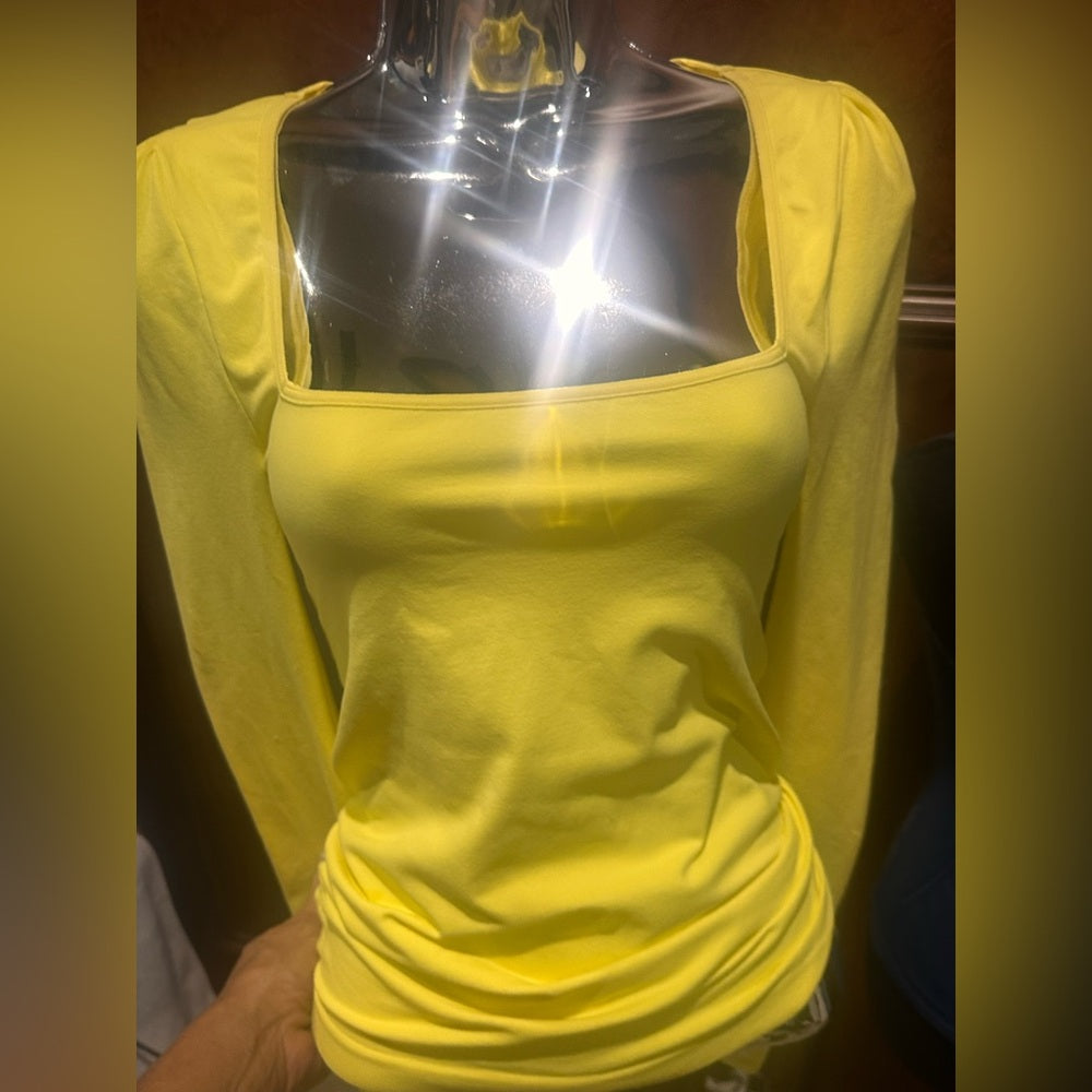 NWOT SIZE M free people Bright Yellow Square Neck top
