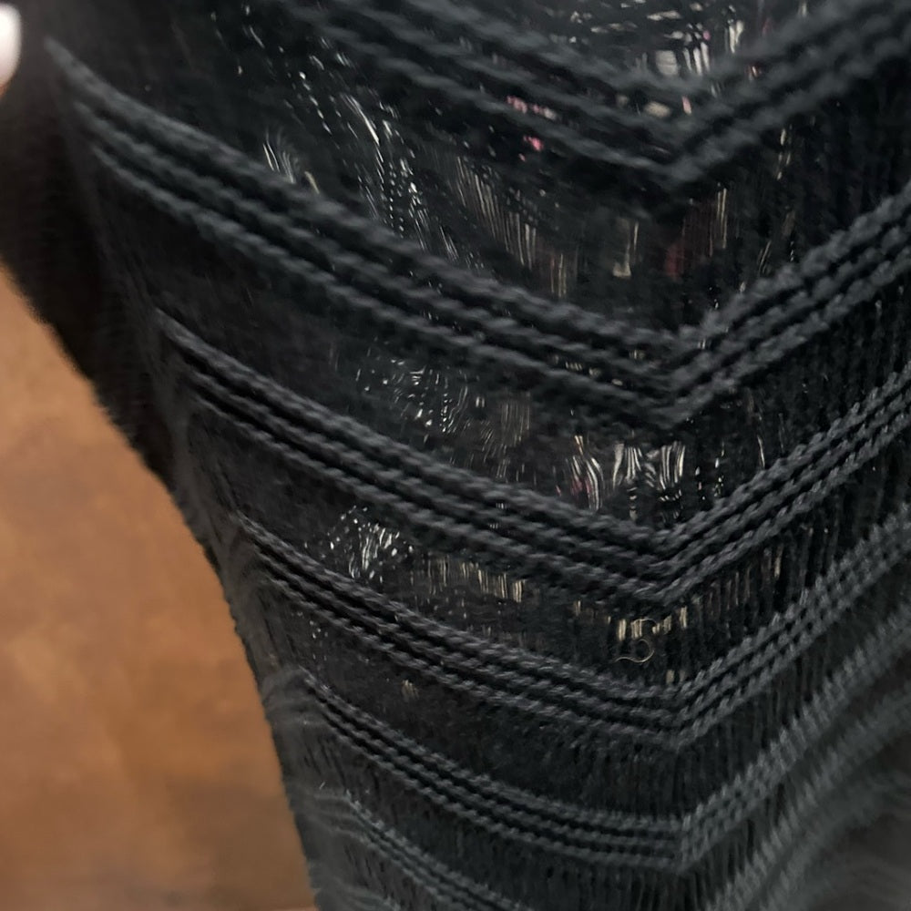 NWT SIZE XS/S 525 America Black Fringe Midi Dress