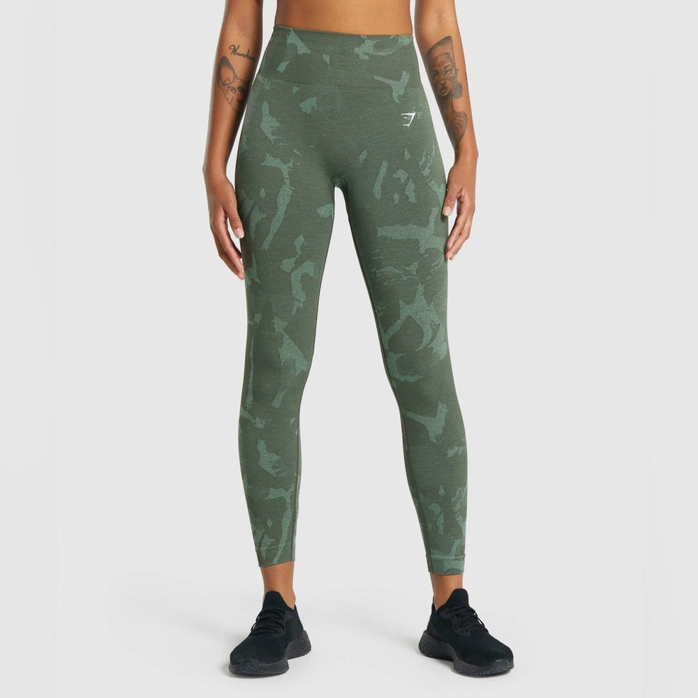 NWOT SIZE L Gymshark Green Camo Leggings