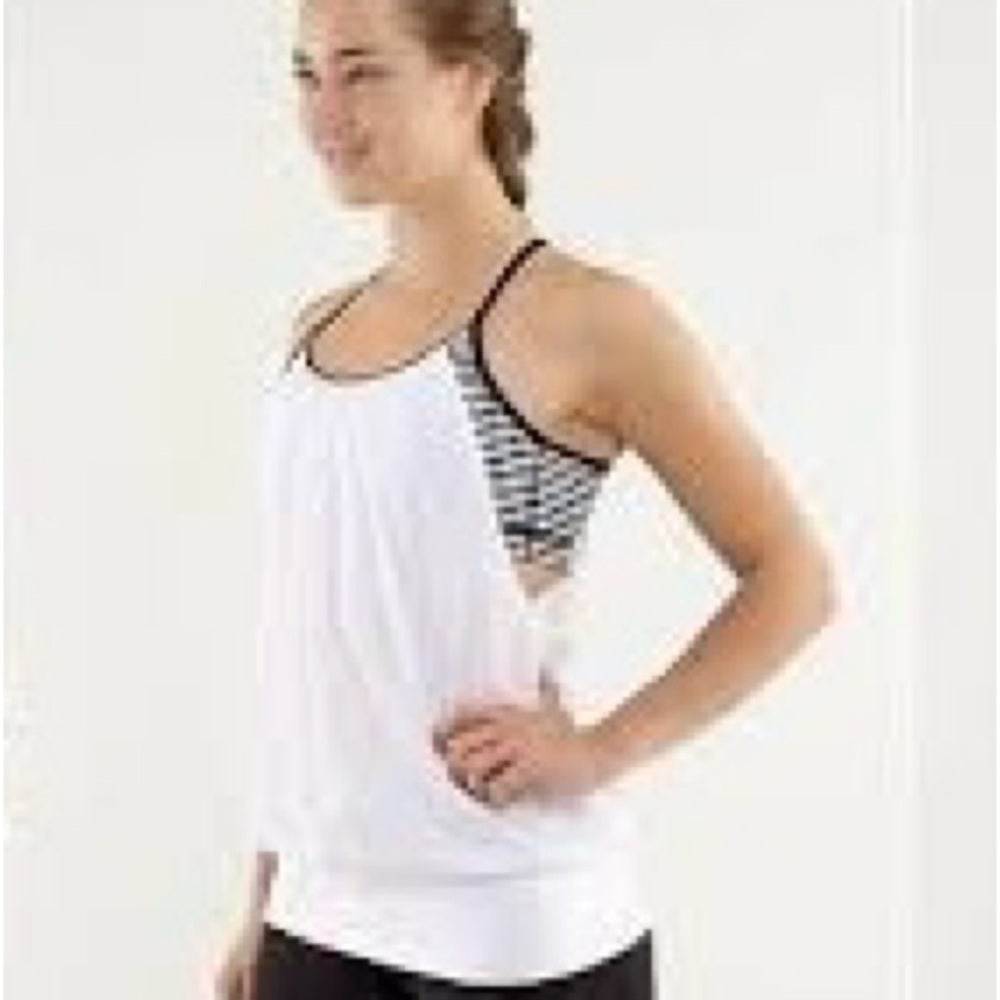 SIZE 6-8 Lululemon Athletica White Tank with Black Stripes