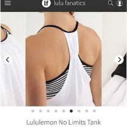 SIZE 6-8 Lululemon Athletica White Tank with Black Stripes