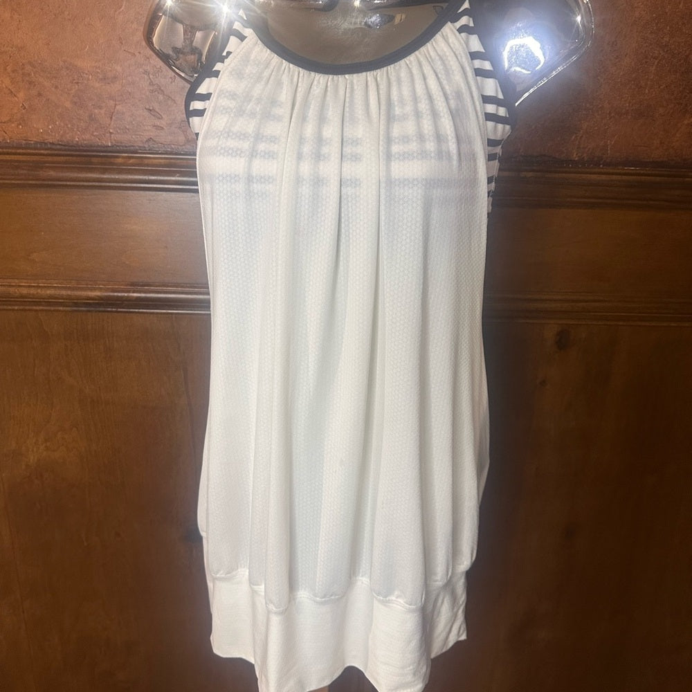 SIZE 6-8 Lululemon Athletica White Tank with Black Stripes
