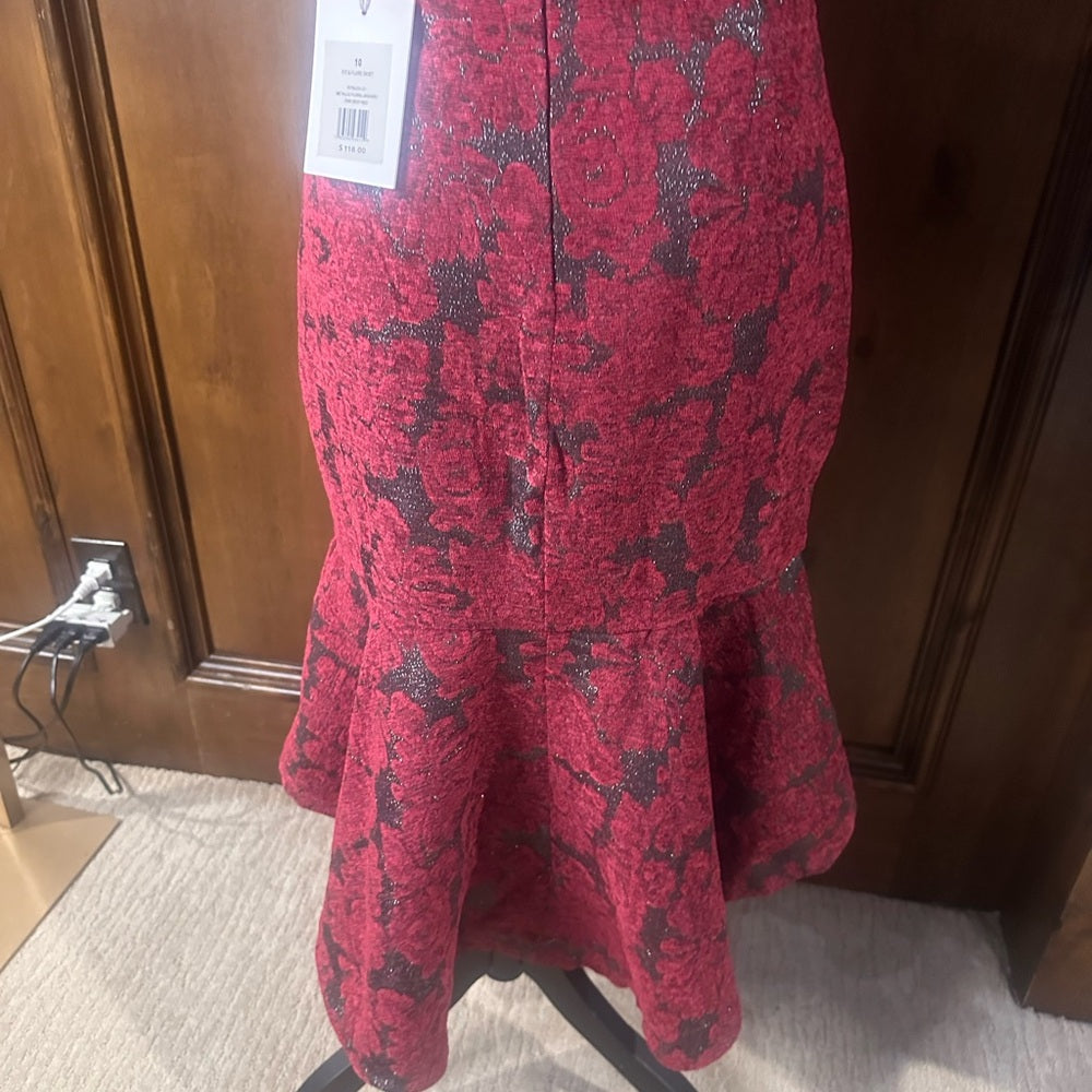 NWT SIZE 10 Rachel Parcell Burgundy and Black Floral Midi Skirt