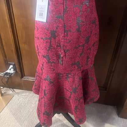 NWT SIZE 10 Rachel Parcell Burgundy and Black Floral Midi Skirt
