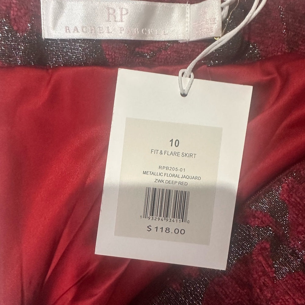 NWT SIZE 10 Rachel Parcell Burgundy and Black Floral Midi Skirt