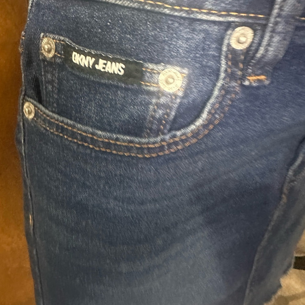 NWT SIZE 8 DKNY Dark Blue Denim Mini Skirt