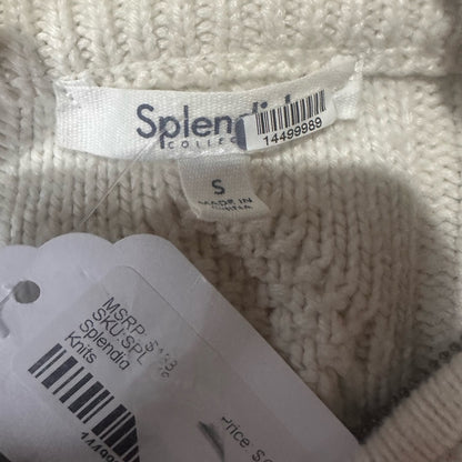 PRE-OWNED SIZE S Splendid Off-White Cable Knit Turtleneck Sweater