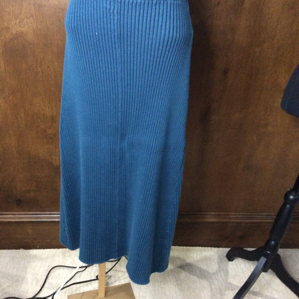 PRE-OWNED SIZE 8 Victor Glemaud Deep Blue Ribbed Midi Skirt