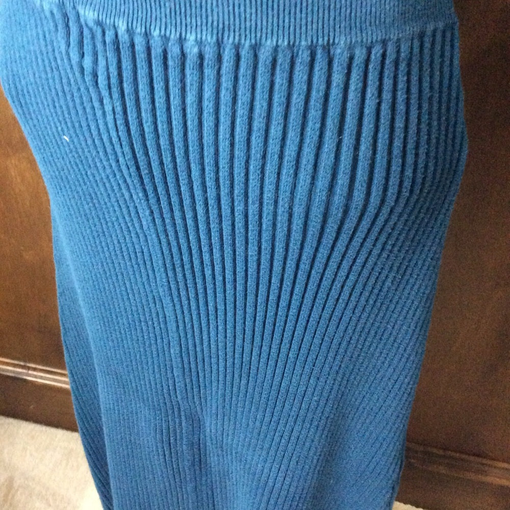 PRE-OWNED SIZE 8 Victor Glemaud Deep Blue Ribbed Midi Skirt