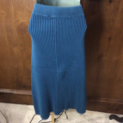 PRE-OWNED SIZE 8 Victor Glemaud Deep Blue Ribbed Midi Skirt