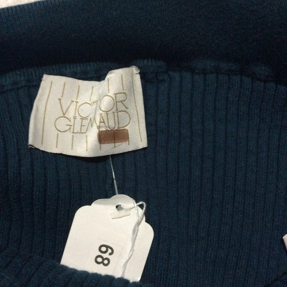 PRE-OWNED SIZE 8 Victor Glemaud Deep Blue Ribbed Midi Skirt