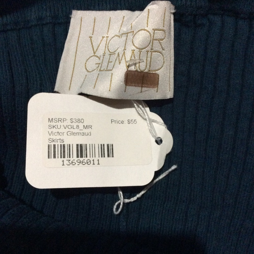 PRE-OWNED SIZE 8 Victor Glemaud Deep Blue Ribbed Midi Skirt