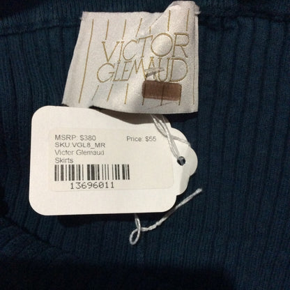 PRE-OWNED SIZE 8 Victor Glemaud Deep Blue Ribbed Midi Skirt