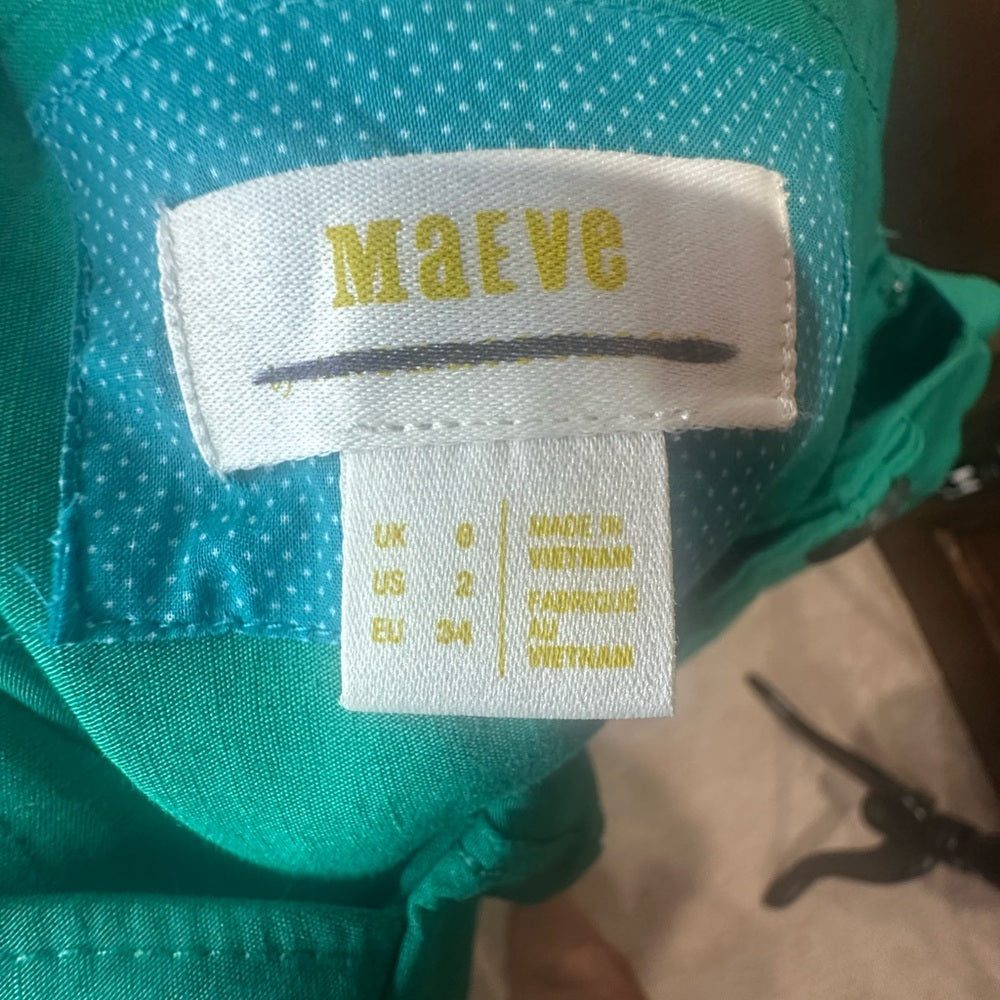 NWOT SIZE 2-14-16 Maeve Green Square Neck Sleeveless Midi Dress