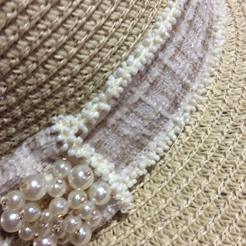NWT SIZE OSKate Stylist Beige Hat with Pearl Accent