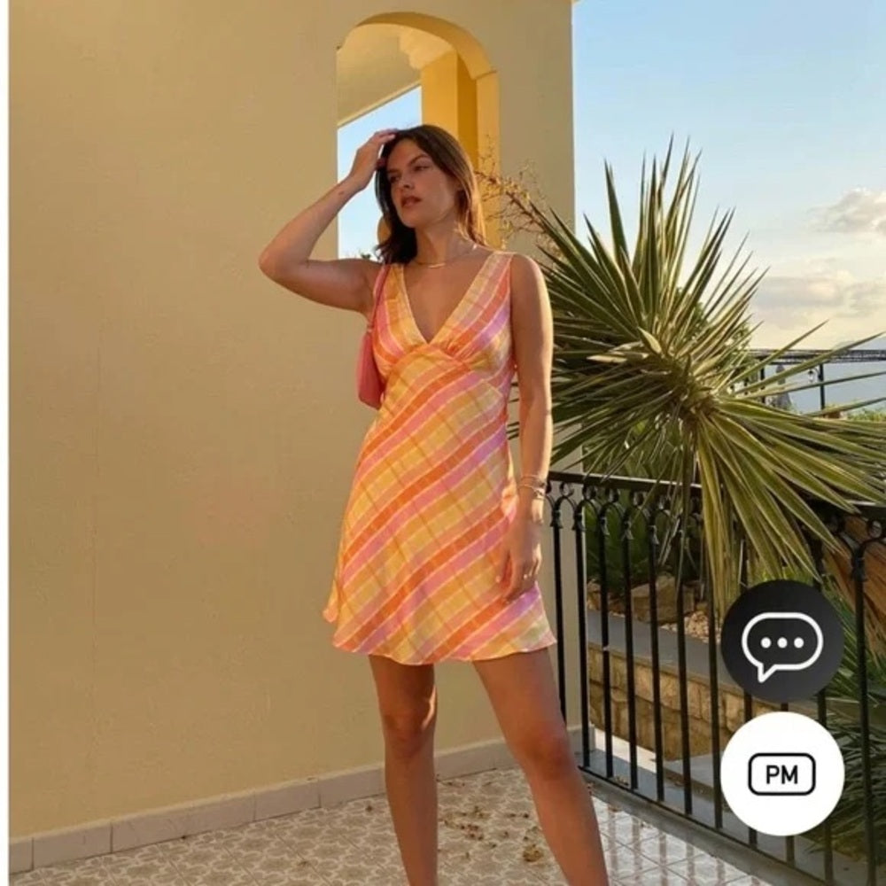 NWT SIZE 4/8 Peppermayo Asymmetrical Plaid Dress in Pink and Yellow